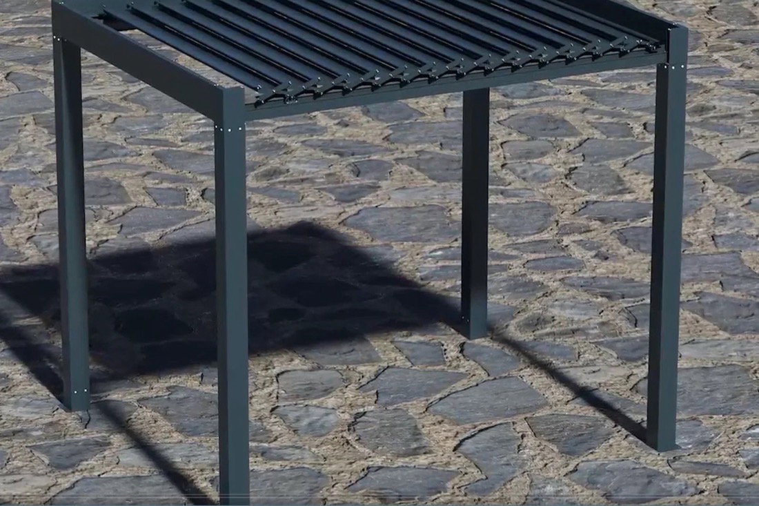 Kenan Metal aluminum movable roof system - free standing retractable roof structure in a garden